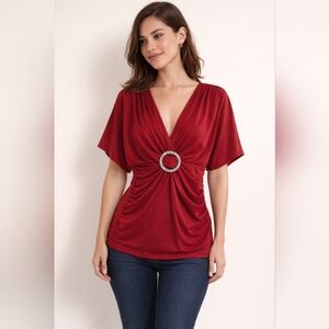 Xhilaration Red Blouse with Rhinestone Accent